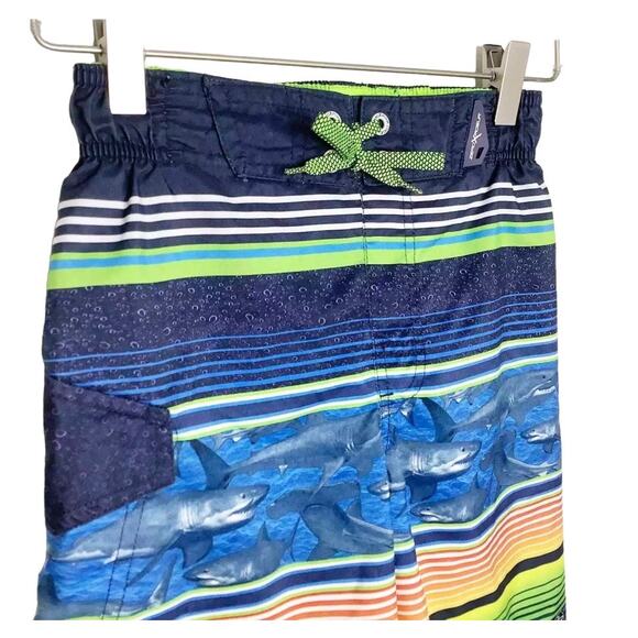 ZeroXposur Multicolor Striped Shark Print Swim Suit Trunks Small - Picture 2 of 7